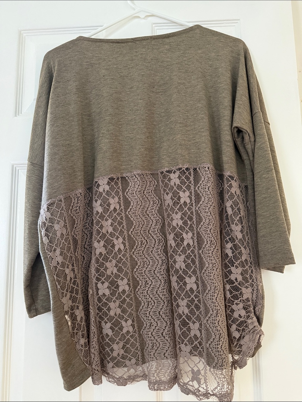 Gray Lace-Back Women's Top - Picture 3 of 3